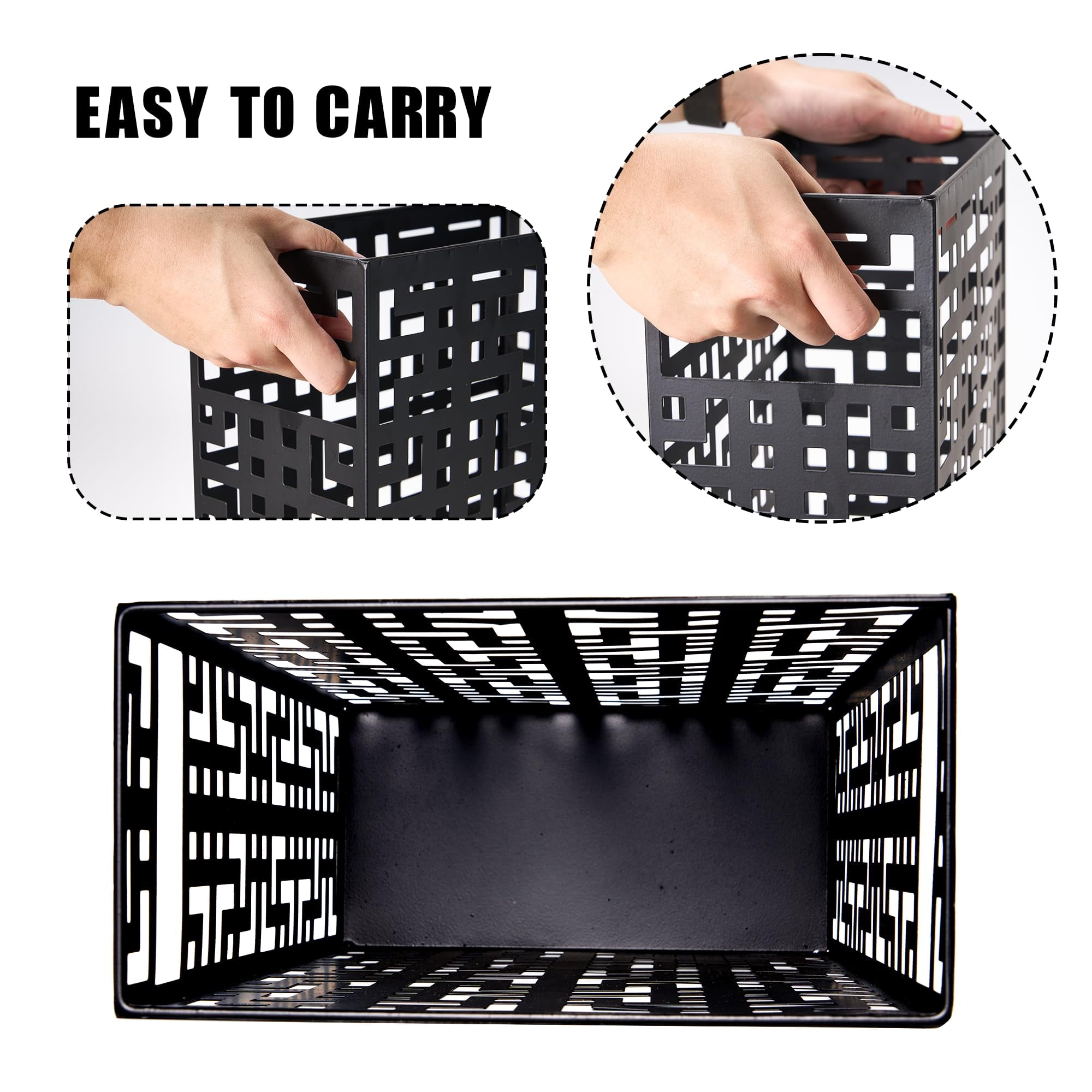 Umbrella Stand Rack For Entryway  Hollow Metal Holder Freestanding Storage Bin Long Holds 6-7 Black