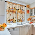 thumbnail image 3 of Pumpkin Thanksgiving Fall Kitchen Window Curtains Valance and Tier Set 36 Inch, Autumn Vintage Orange Maple Leaf 3 Piece Window Treatment Tiers for Living Room Bedroom Kitchen Decor Drapes, 3 of 6