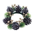 thumbnail image 2 of 7.87 Inch Christmas Candle Ring Garland, Pine Cones Red Berry & Eucalyptus Decor, Green Plastic Festive Hanging Ornament, Kitchen Cabinet Decor & Holiday Table Centerpiece, 2 of 6