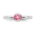thumbnail image 4 of 925 Sterling Silver Stackable Expressions Low 5mm Round Pink Tourmaline Ring Size: 8; for Adults and Teens; for Women and Men, 4 of 5