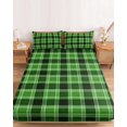 thumbnail image 2 of Twin XL Size Fitted Sheet Set - Green Checkered 2 Piece Bedding Sets 16" Deep Pocket Fitted Sheet with 1 Pillowcases, Modern Farmhouse Green Buffalo Plaid Brushed Microfiber Hotel Luxury Bed Sheets, 2 of 9