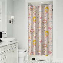 Cute Princess Castle Pattern Shower Curtain 36"x72" ,Bathroom Decorative Shower Curtains Set with 12 Hooks,Modern Waterproof Washable Shower Curtain