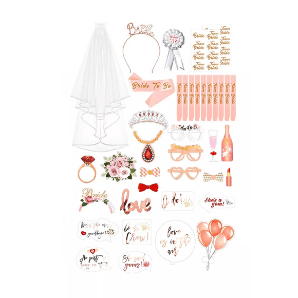 38pc Despedida Soltera Liston Banda Bride Diadema Accesorios rosa