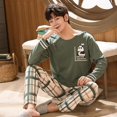 thumbnail image 1 of Printemps Automne Plus 5TG Pyjama Tricoté pour Hommes à Carreaux Ensembles de Pyjamas Décontractés Mode Nuit, 1 of 5
