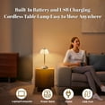 thumbnail image 6 of Coliware Table Lamp, Cordless Crystal Lamp with USB Charging Port, Rechargeable 3 Color Dimmable Gold Desk Lamp with Touch Control, LED Bedside Lamp for Home Office Restaurant, 6 of 10