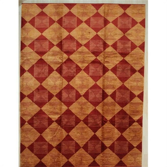 EORC  9 x 12 ft. Turkish Knot Transitional Area Rug - Red