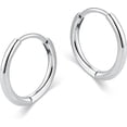 thumbnail image 2 of Xukmct 5 Pairs 14K Gold Plated Hoop Earrings 316L Stainless Steel Small Hoop Earrings for Women Men, Silver, 2 of 6