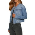 thumbnail image 3 of Women'S Jackets Distressed Denim Jackets Button-Down Vintage Western Trucker Jacket Blue L, 3 of 9