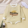thumbnail image 2 of Franhais Infant Baby Unisex Casual Romper, Round Neck Rainbow/Sun/Letter Printed Long Sleeve Bodysuit, 2 of 9