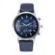 thumbnail image 1 of Reloj pulsera North 6009 con correa de cuero color azul - bisel plateado, 1 of 8