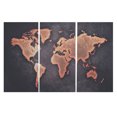 thumbnail image 1 of 3 Panels Large World Map Modern Canvas Picture Print Wall Art Home Decor, 1 of 6