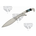 thumbnail image 5 of SZCO 18-Inch Heritage Fixed-Blade Field Knife 12.5-Inch Mirror-Polished Stainless Steel Blade with Artisan File-Work and Leather Sheath, 5 of 6