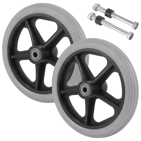 DINHEAROM 7 Inches Wheelchair Wheels 2Pcs for Smooth Operation and Quiet Running Black Metal for Elders