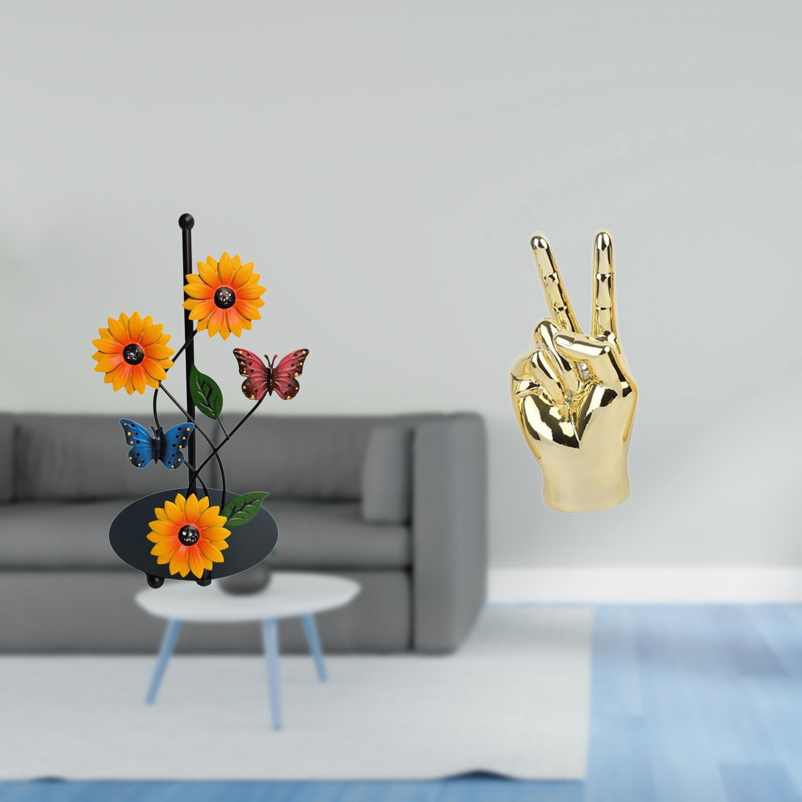 Fiocias Toilet Paper Holder Paper Towel Holder Countertop Statue Sculpture Hand Finger Gesture Figurines Creative Resin Iron Removable Stand Suitable for Kitc