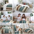 thumbnail image 6 of Stripes Texture Twin Size Comforter Set, Modern Art Blue Brown Line Bedding for All Seasons, 4 Pcs Bed Set, 1 Quiltcover (68"x86") ,1Sheet(67"x116"), 2Pillowcases (30"x20"), 6 of 9