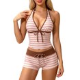 thumbnail image 7 of Leey-World 2 Piece Y2k Polka Dot Halter Bikini with Shorts 2000s Bathing Suit Set Summer Vacation Cute Beach Tankini Swimsuit(Red,XL), 7 of 7