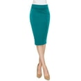 thumbnail image 4 of Made by Johnny Women's Elastic Waist Stretch Bodycon Midi Pencil Skirt Below Knee XXL JADE, 4 of 6