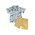 thumbnail image 1 of Bagilaanoe 2pcs Toddler Baby Boy Short Pants Set Short Sleeve Print Shirt Tops + Shorts 12M 18M 24M 3T 4T 5T Kids Casual Summer Outfits, 1 of 8