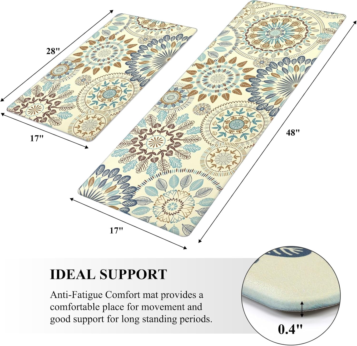 Boho Kitchen Rugs Set of 2 Anti Fatigue Mats for Kitchen Floor Cushioned Kitchen Rugs and Mats Non Skid Waterproof Kitchen Runner Comfort Standing Mat