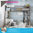 thumbnail image 2 of Max & Lily Solid Wood High Loft Bed,Twin Bed Frame For Kids With Bookcase and Ladder, Clay, 2 of 14