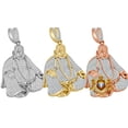 thumbnail image 4 of Men's Real Sterling Silver Simulated Diamond Buddha Pendant Meditation Charm 2'', 4 of 6