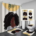 thumbnail image 1 of Juego de 4 cortinas de ducha con diseño de niña negra y rosa, mariposa azul, decoración de baño para mujeres afroamericanas, tela impermeable, cortina de ducha rosa, alfombrilla de baño antideslizante, 1 of 7