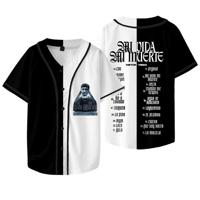 Neton Vega Mi Vida Mi Muerte Merch Veste de Baseball Tee Cosplay Unisexe HipHop T-Shirts à Manches Courtes