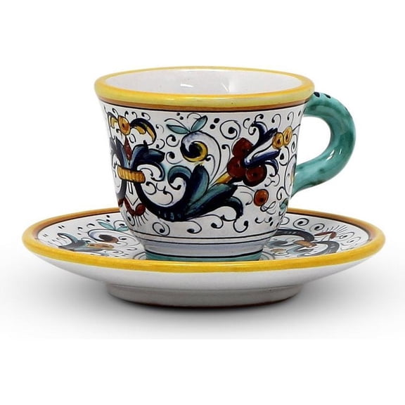 Ricco Deruta Deluxe Ceramic Espresso Cup and Saucer