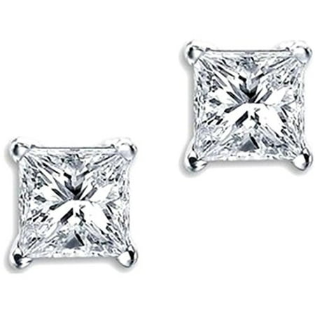 Jewels Fashion Cz Diamond Stud Earrings Sterling Silver Princess Cz Diamond Stud Earrings Sterling Silver Princess Cut Simulated Women Fashion Square
