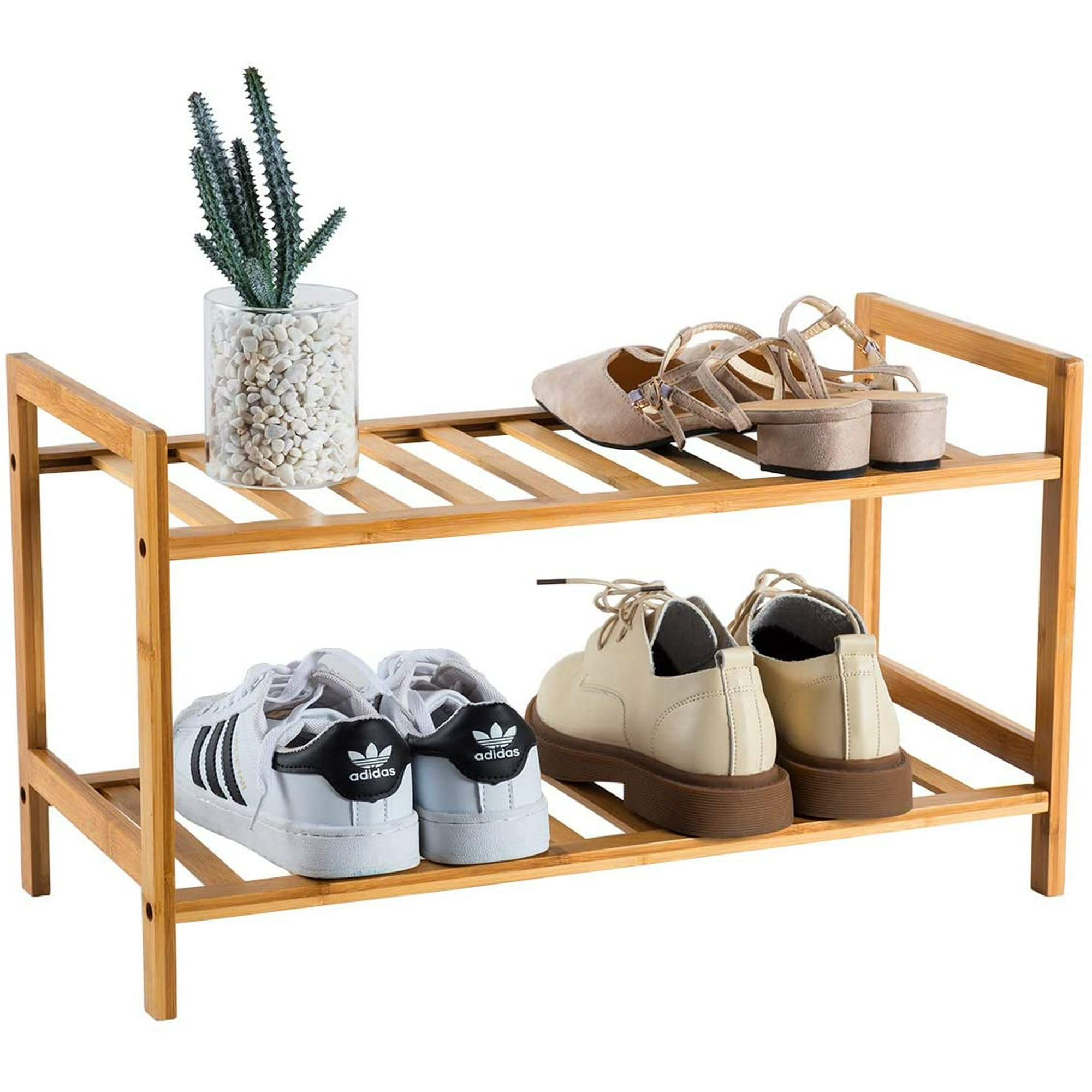 Bamboo stackable shoe rack hotsell