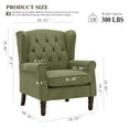 thumbnail image 4 of MALOL Modern Wingback Accent Chair, Tufted Mid-Century Armchair with Thick Padded Seat, Green, 4 of 20