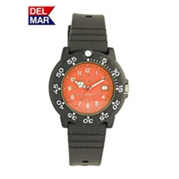 Del Mar  Womens Dive 200 Orange Dial PU Watch - Orange - 200 Meters Water Resistant