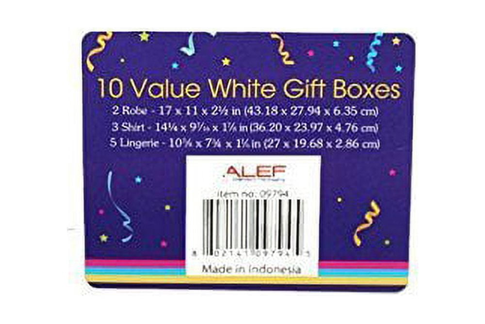 Alef White Gift Box - Assorted Plain 10 Pack in Shirt Size - Ideal