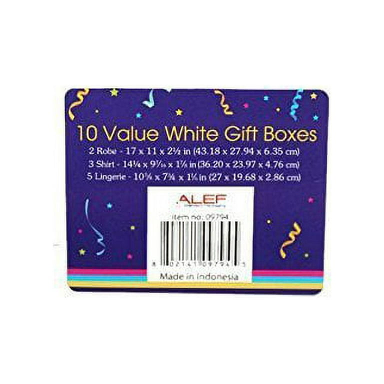 Alef White Gift Box - Assorted Plain 10 Pack in Shirt Size - Ideal