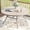 Cream, variant on Vicllax Outdoor Patio Dining Table Dia.41" Slatted Tabletop Metal Frame with Umbrella Hole, Black