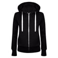 thumbnail image 4 of LIIPEE Women Hoodies Solid Color Long Sleeve Hooded Zip Up Tops With Pockets Woman Leisure Casual Daily Party Photoshoot Sweatshirts,Black,L, 4 of 4
