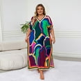 thumbnail image 5 of Edolynsa Plus Size Kaftan Dresses for Women Maxi Beach Dress Bathing Suit Cover up Lightweight Resort Wear Mumu Dress, 5 of 9