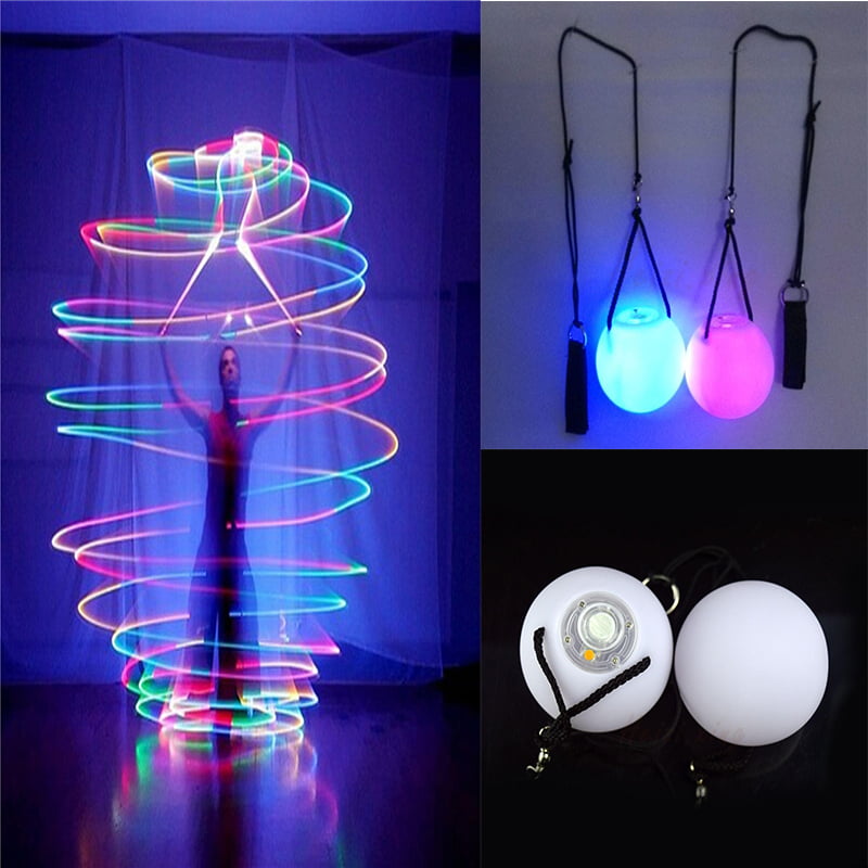 7 Colors POI LED Thrown Balls Light Up For Professional Belly Dance Hand Prop WT 