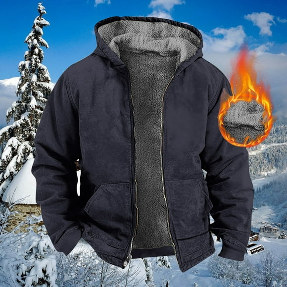 EGNMCR Jackets for Men Veste à Capuche en Molleton Chaud à Manches Longues pour Homme en Hiver