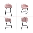 thumbnail image 4 of Guyou 26" Height Velvet Bar Stools Set of 2, Upholstered Counter Height Chairs with Petal Back and Metal Legs for Restaurant Kitchen Island Bar, Pink, 4 of 11