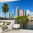 thumbnail image 2 of Peel and Stick Wallpaper Waterproof downtown tampa florida skyline palm tree panoramas Wall Mural Decor Self Adhesive and Removable 69in x 98in, 2 of 8