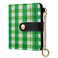 thumbnail image 2 of Small Wallet For Women Bifold Leather Pocket Coin Credit Card Holder With RFID Blocking Bright Green Cream-colored Checkered, 2 of 6