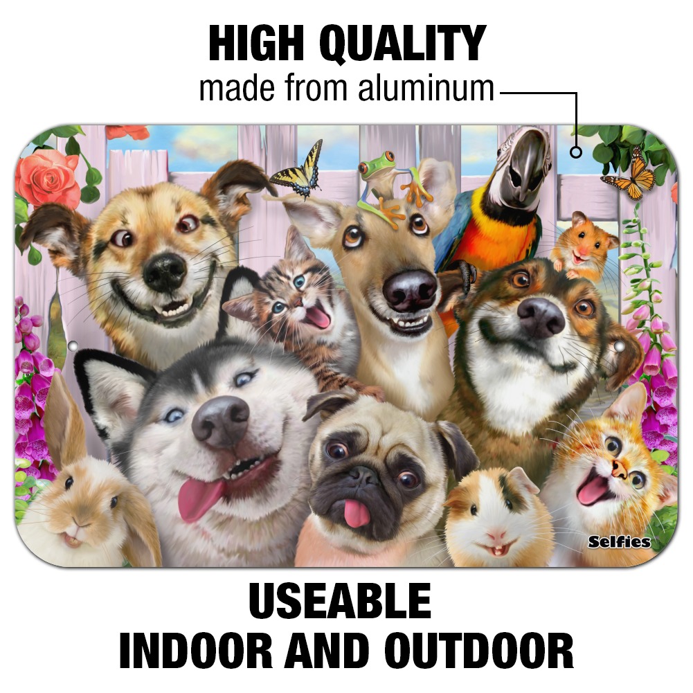Pet Animals Selfie Dogs Cats Rabbit Hamster Guinea Pig Home Business Office Sign - Metal - 6" x 9" (15.3cm x 22.9cm) - image 2 of 4