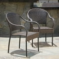 thumbnail image 2 of Noble House Patio Resin Outdoor Wicker Arm Chair Dark Brown Color (Set of Two), 2 of 8