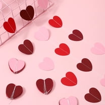 Valentines Day Heart Shaped Hanging Garland - Decorative Ribbon Decor for Home & Party, Romantic Heart Pull Flower Ornaments for Entryway & Living Room, Valentine's Decorative Accents, 78.7in