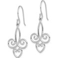 thumbnail image 2 of Sterling Silver Rhodium-Plated Fleur De Lis Dangle Earrings (37.17 X 15.78) Made In China qe15067, 2 of 4