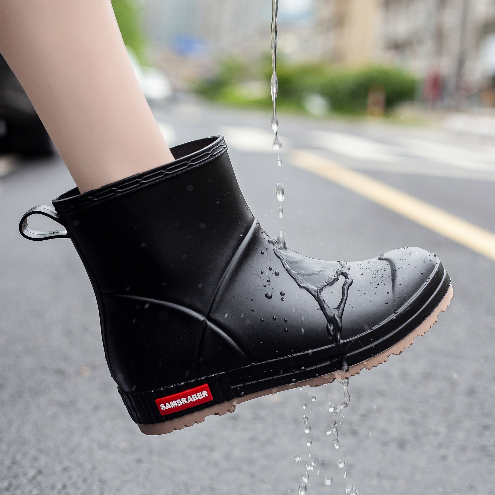 Lcamaw Rain Boots for Women & Men, Lightweight Waterproof Short Rubber Boots, Anti-Slip Mud Garden Boots Chelsea Ankle Rain Boots with Comfortable Insoles for Outdoor Work
