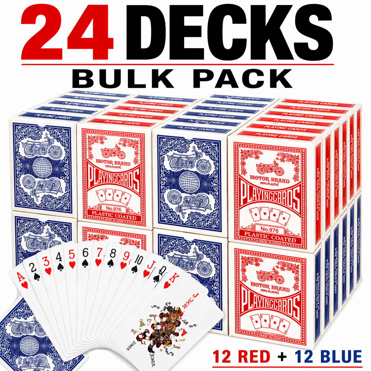 Playing Cards, Poker Size Standard Index, 24 Decks, Player's Board Game
