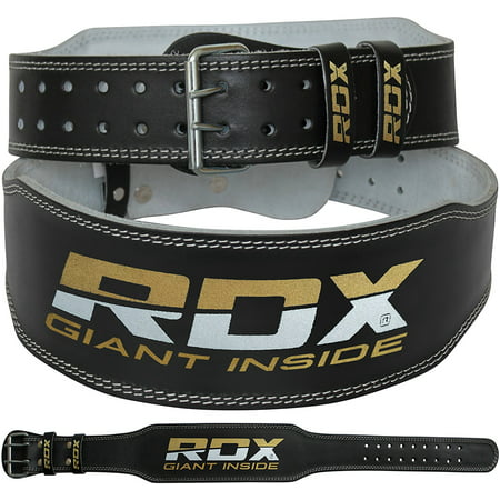 RDX 4 Inch Weight Lifting Leather Belt, Black,
