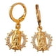 thumbnail image 1 of Aretes colgantes pequeños redondos, Virgen de Guadalupe, oro laminado 18k, 1 of 3